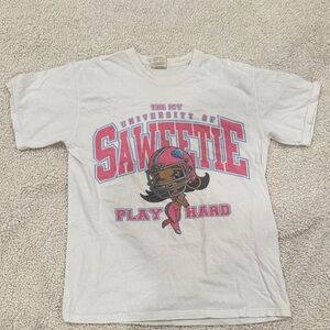 Women's White and Pink Graphic Tee